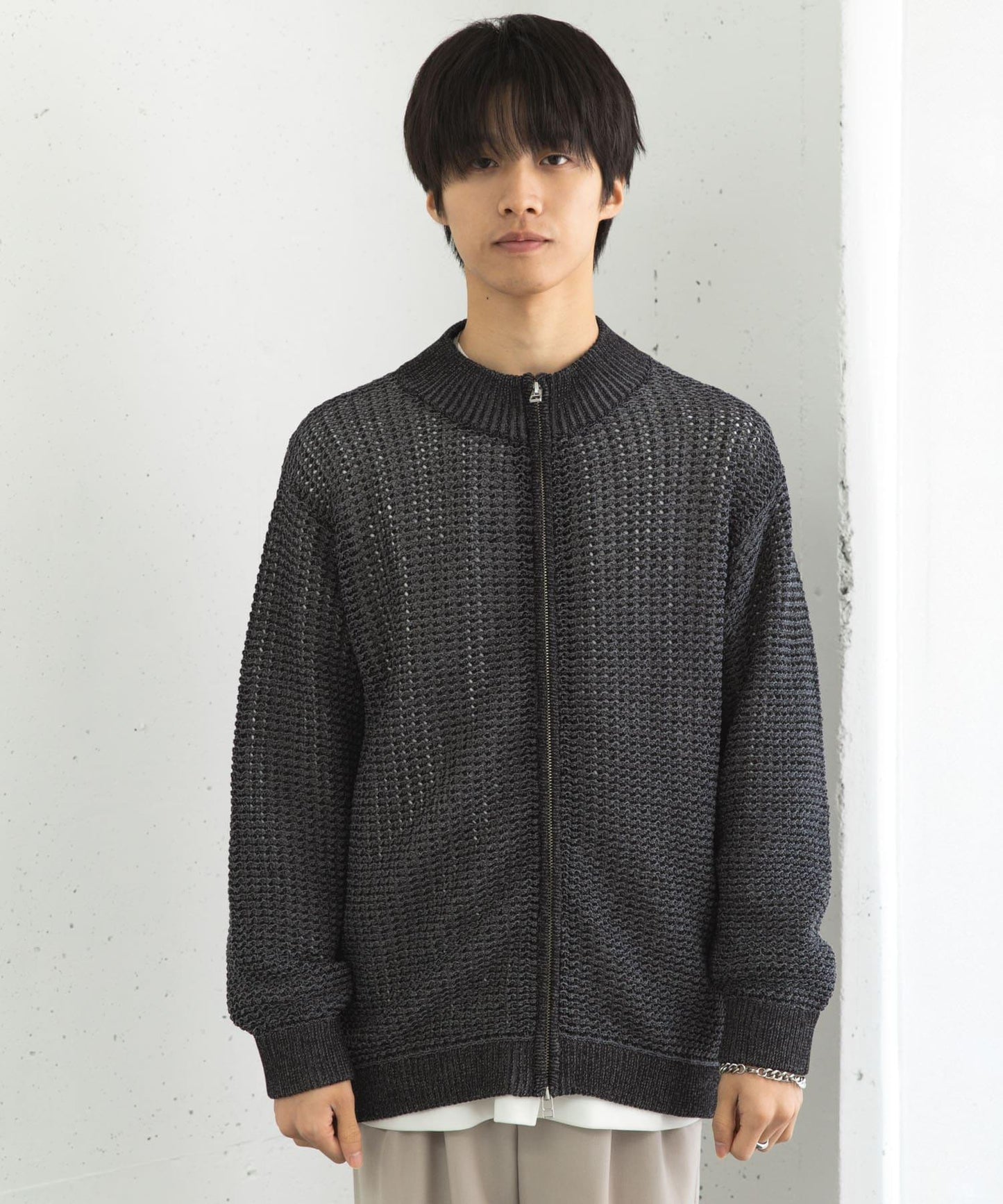 男女同款 可水洗 透視網眼駕駛員開衫