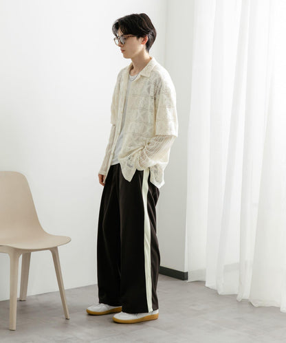 蕾絲假兩件長袖襯衫