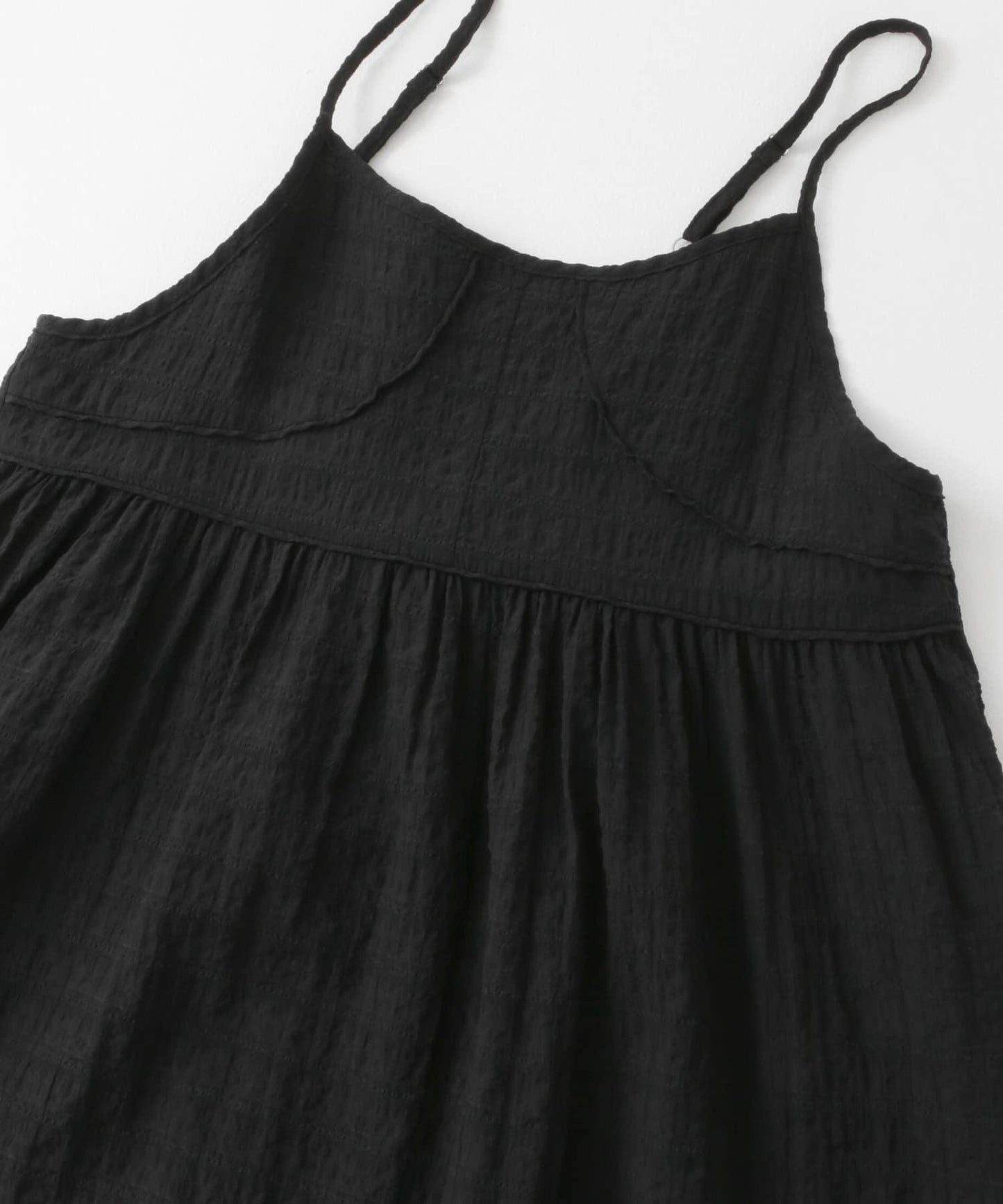 格紋提花吊帶連衣裙