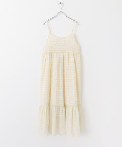 格紋提花吊帶連衣裙