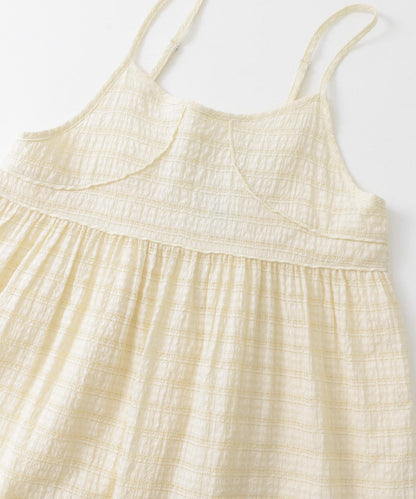 格紋提花吊帶連衣裙