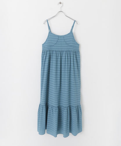 格紋提花吊帶連衣裙