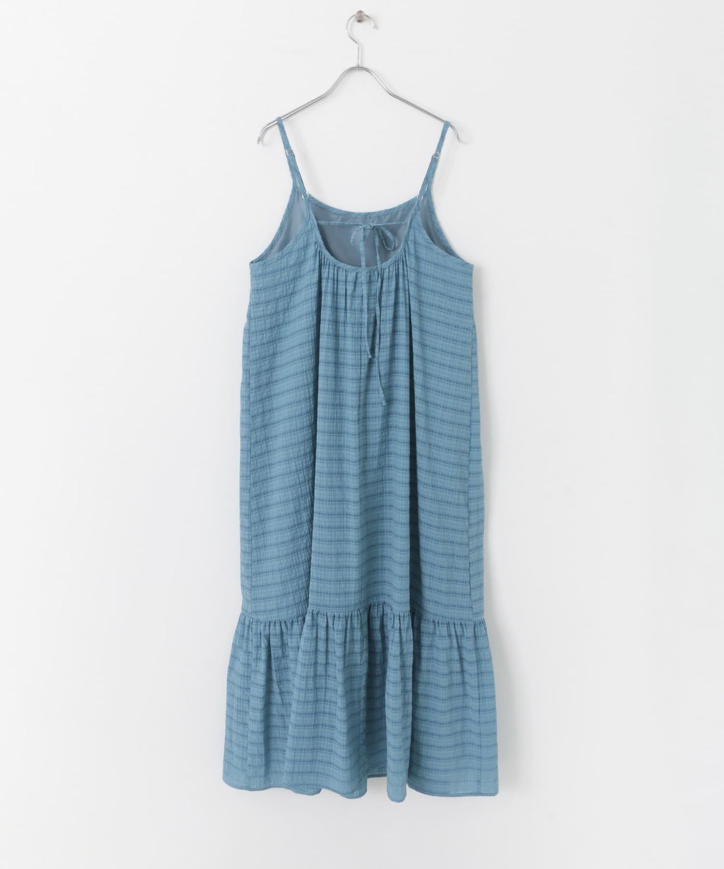 格紋提花吊帶連衣裙