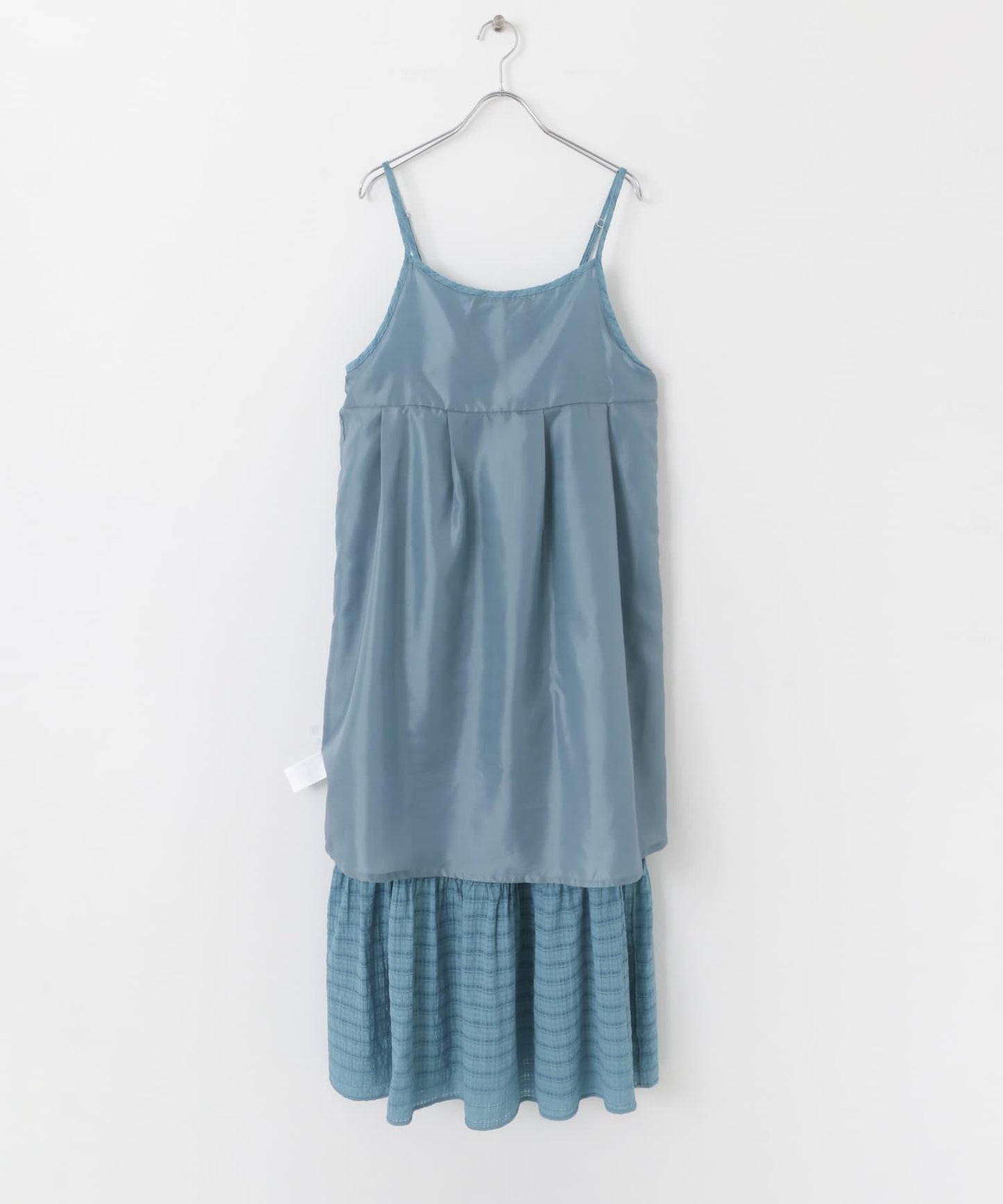 格紋提花吊帶連衣裙