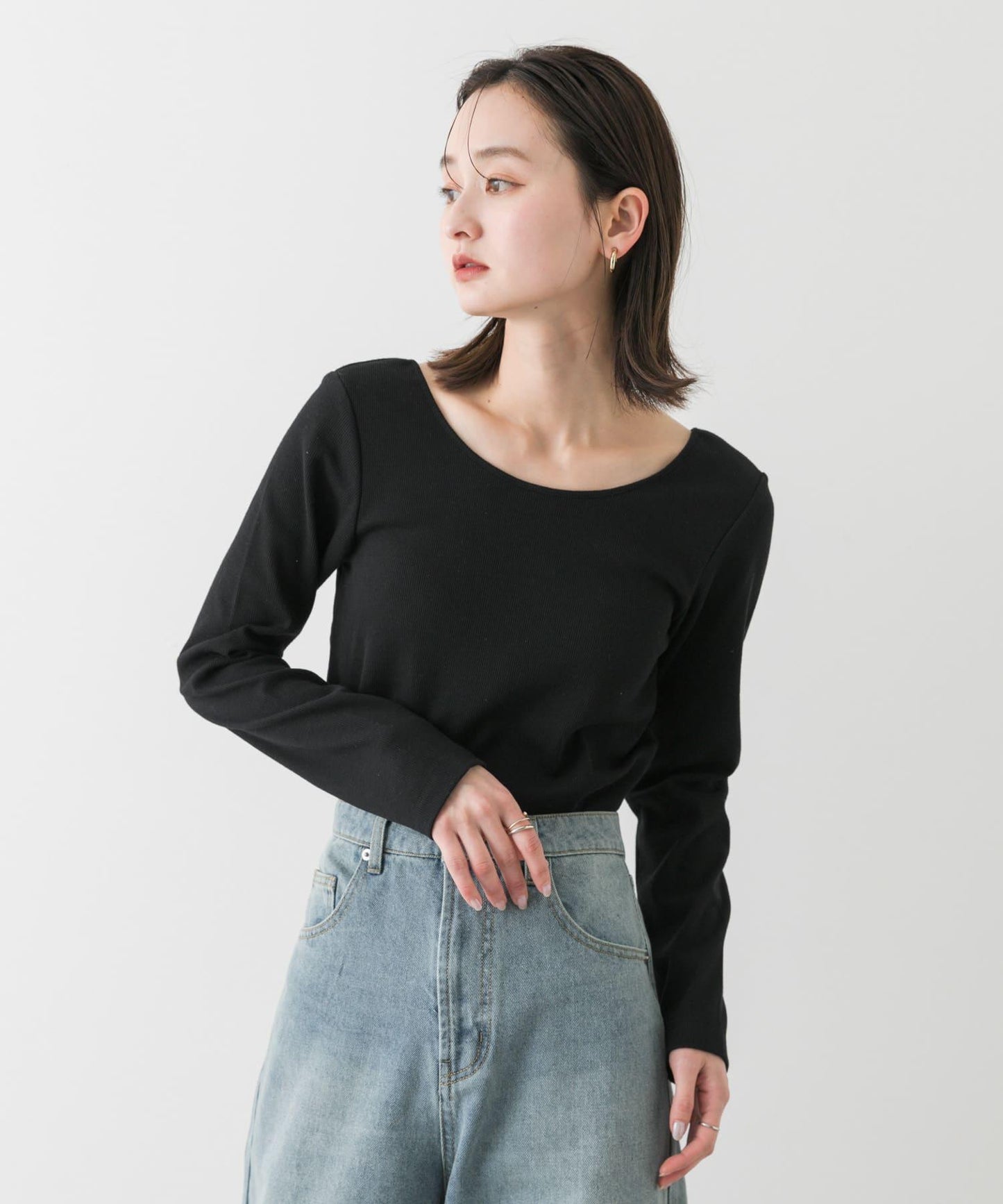 帶胸墊後背開口羅紋上衣