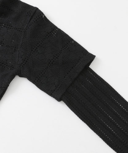 蕾絲假兩件長袖襯衫