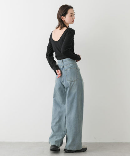 帶胸墊後背開口羅紋上衣