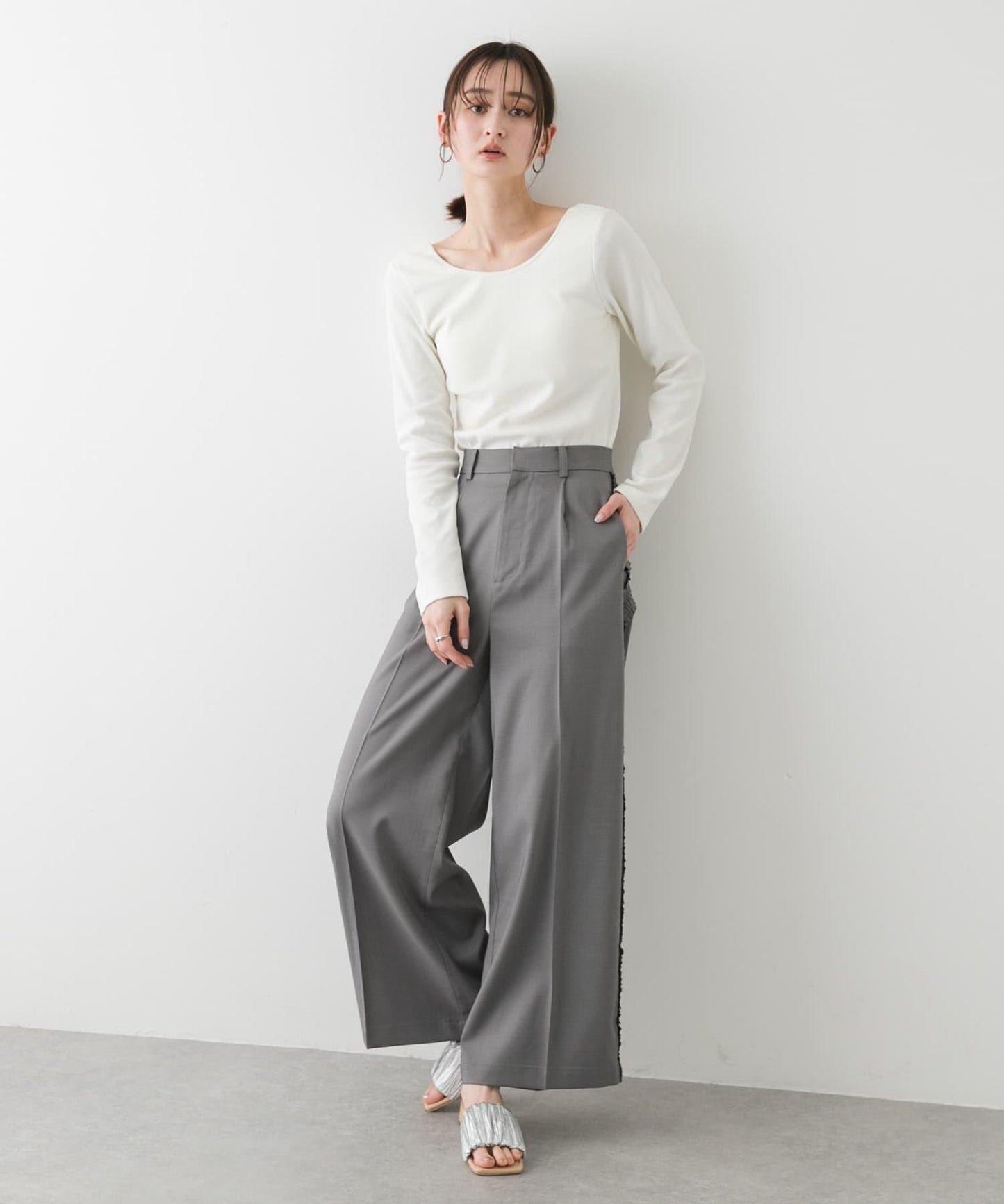 帶胸墊後背開口羅紋上衣