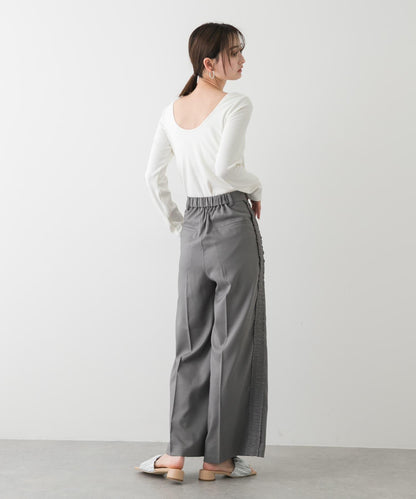 帶胸墊後背開口羅紋上衣