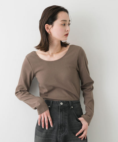 帶胸墊後背開口羅紋上衣