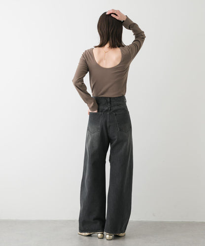 帶胸墊後背開口羅紋上衣