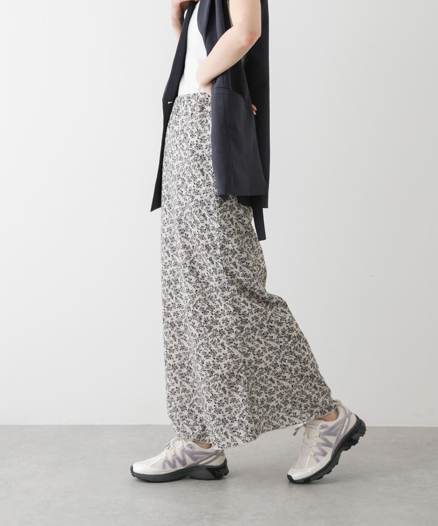 小花圖案褶皺半身裙