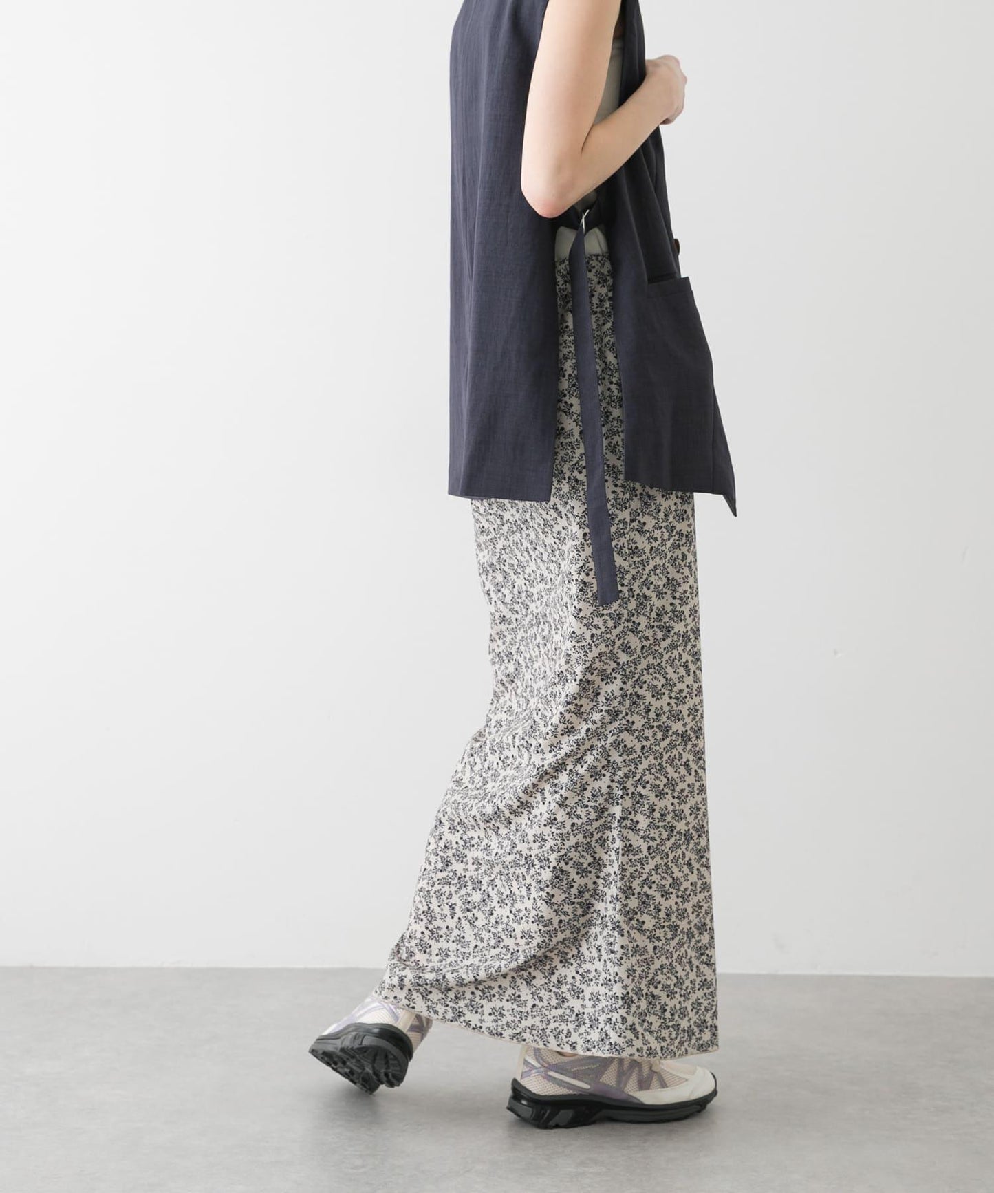 小花圖案褶皺半身裙