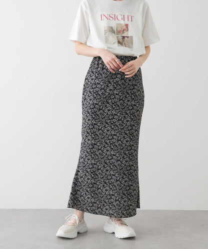 小花圖案褶皺半身裙