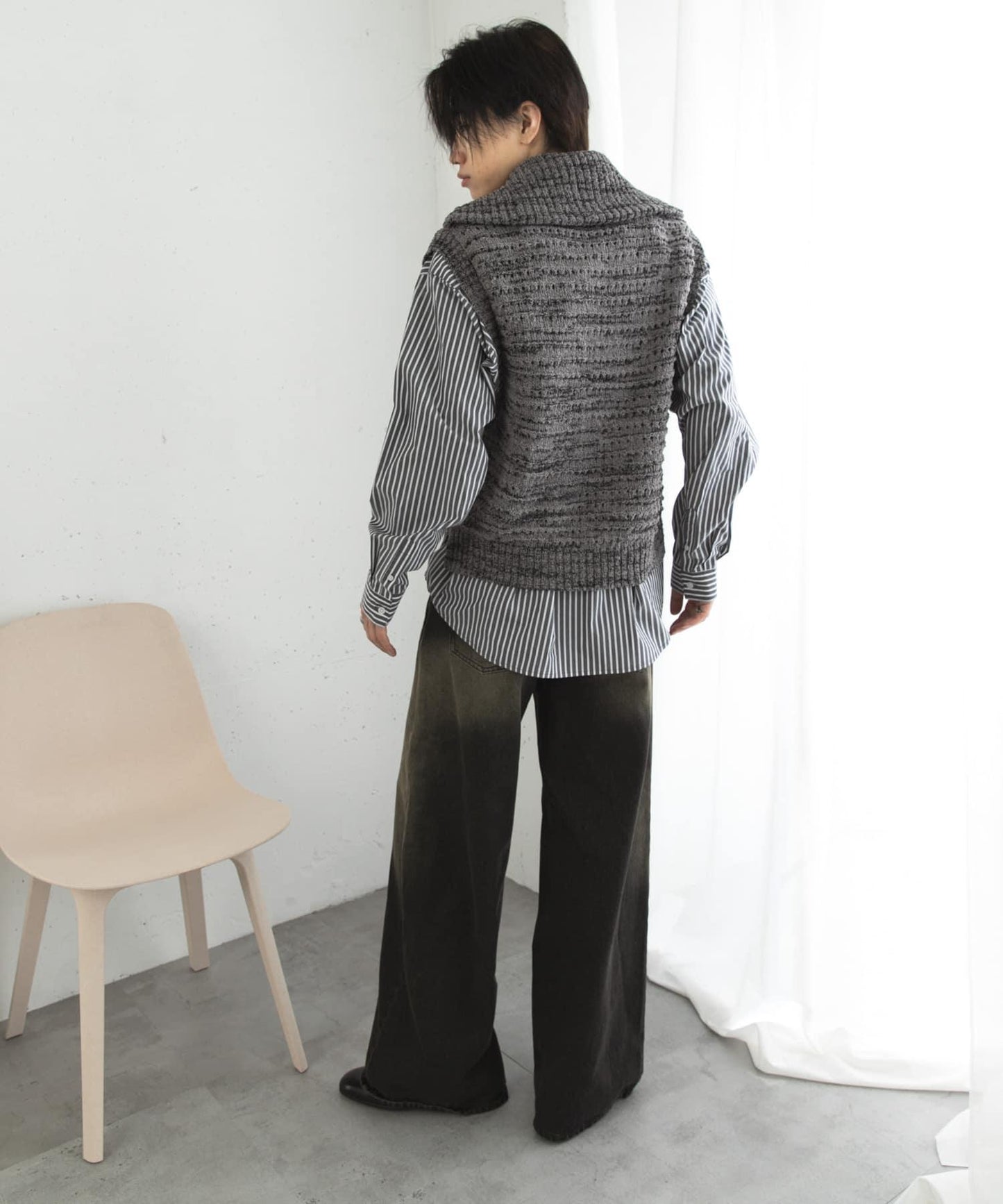 混色半拉鍊針織背心