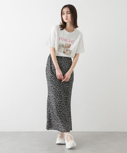 小花圖案褶皺半身裙