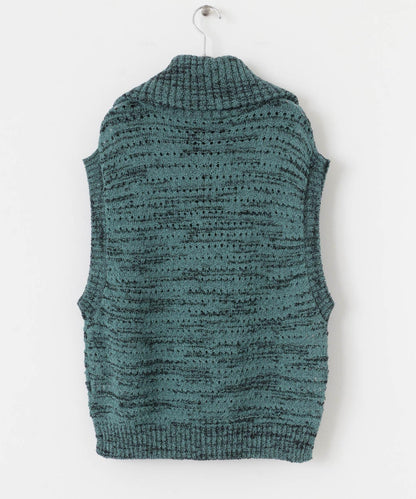 混色半拉鍊針織背心