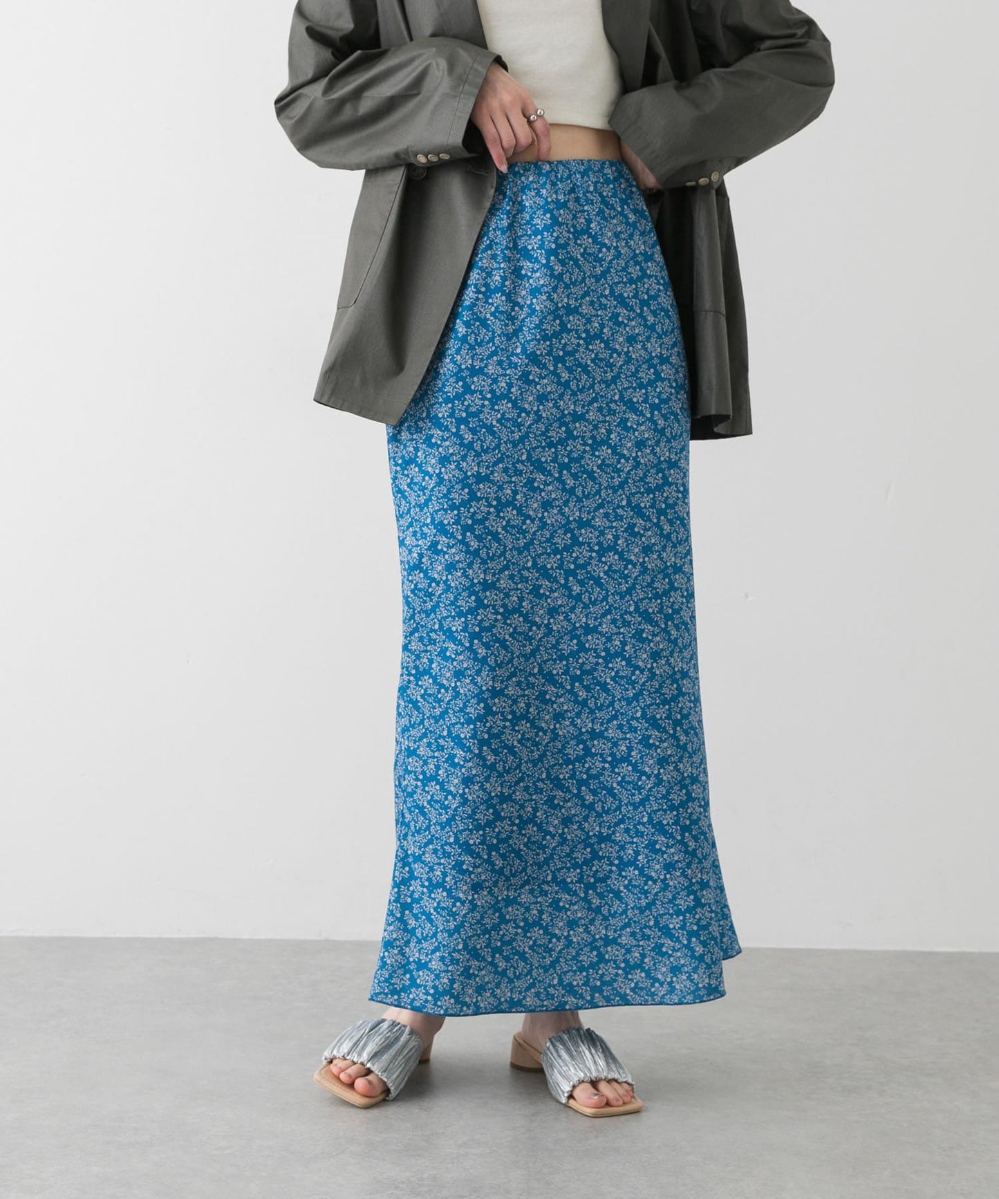 小花圖案褶皺半身裙