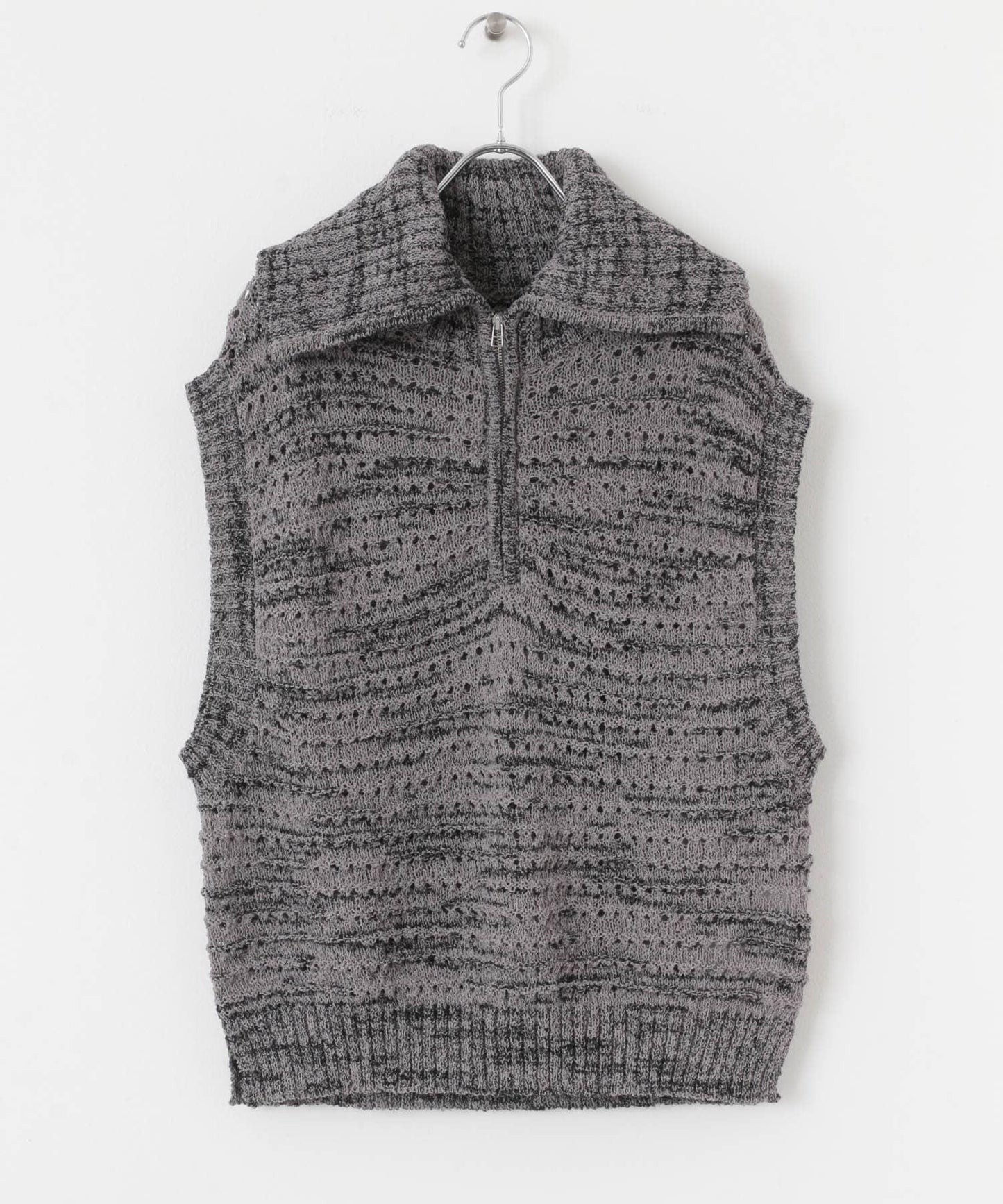 混色半拉鍊針織背心