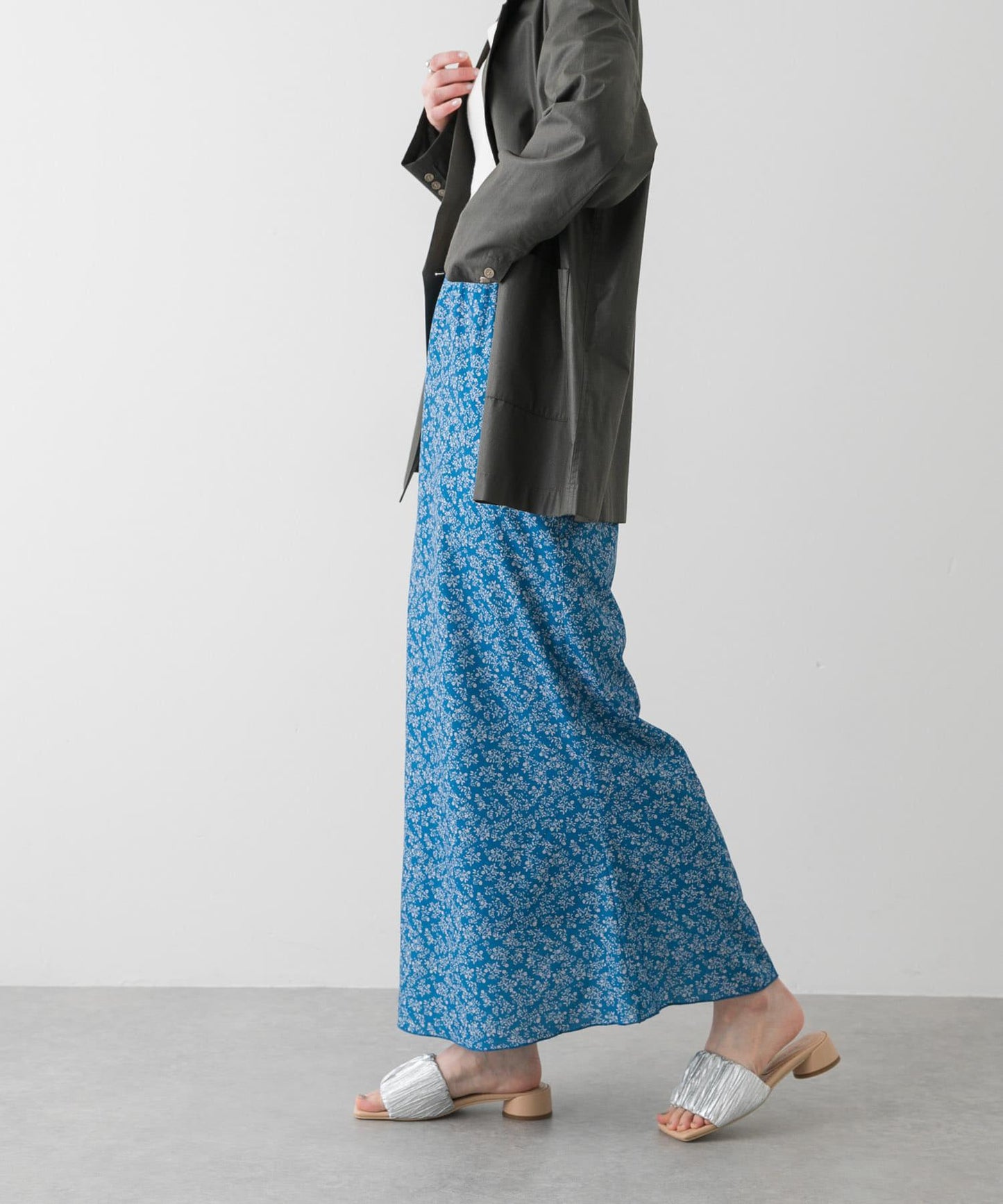 小花圖案褶皺半身裙