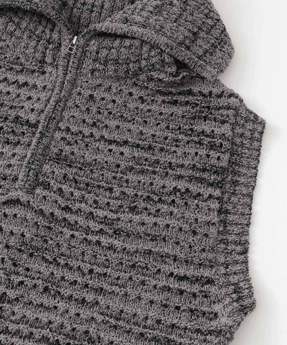 混色半拉鍊針織背心