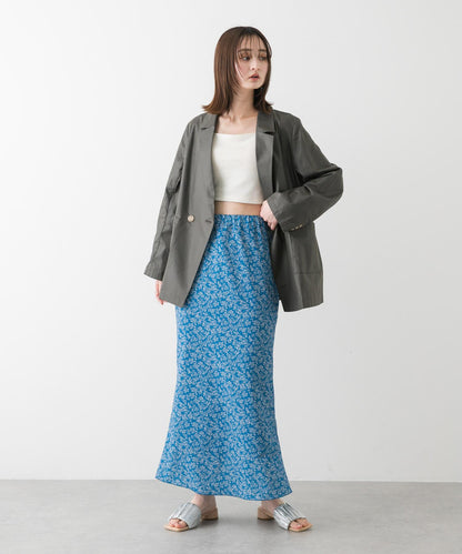 小花圖案褶皺半身裙