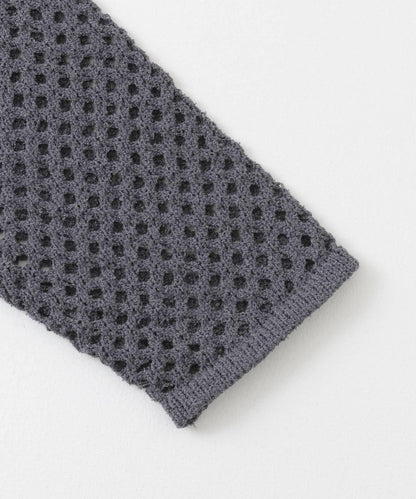 中性款網眼拼接翻領開衫