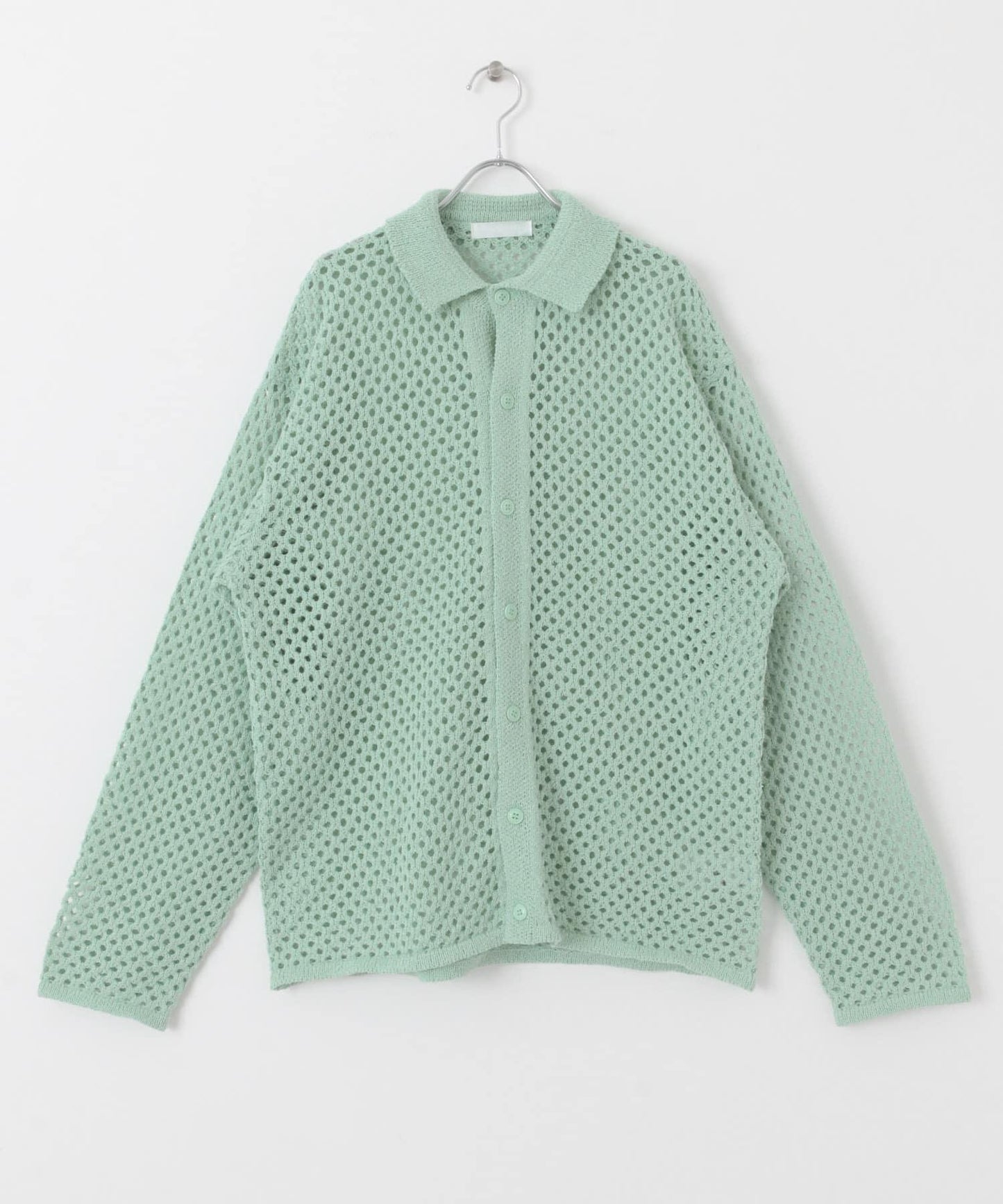 中性款網眼拼接翻領開衫