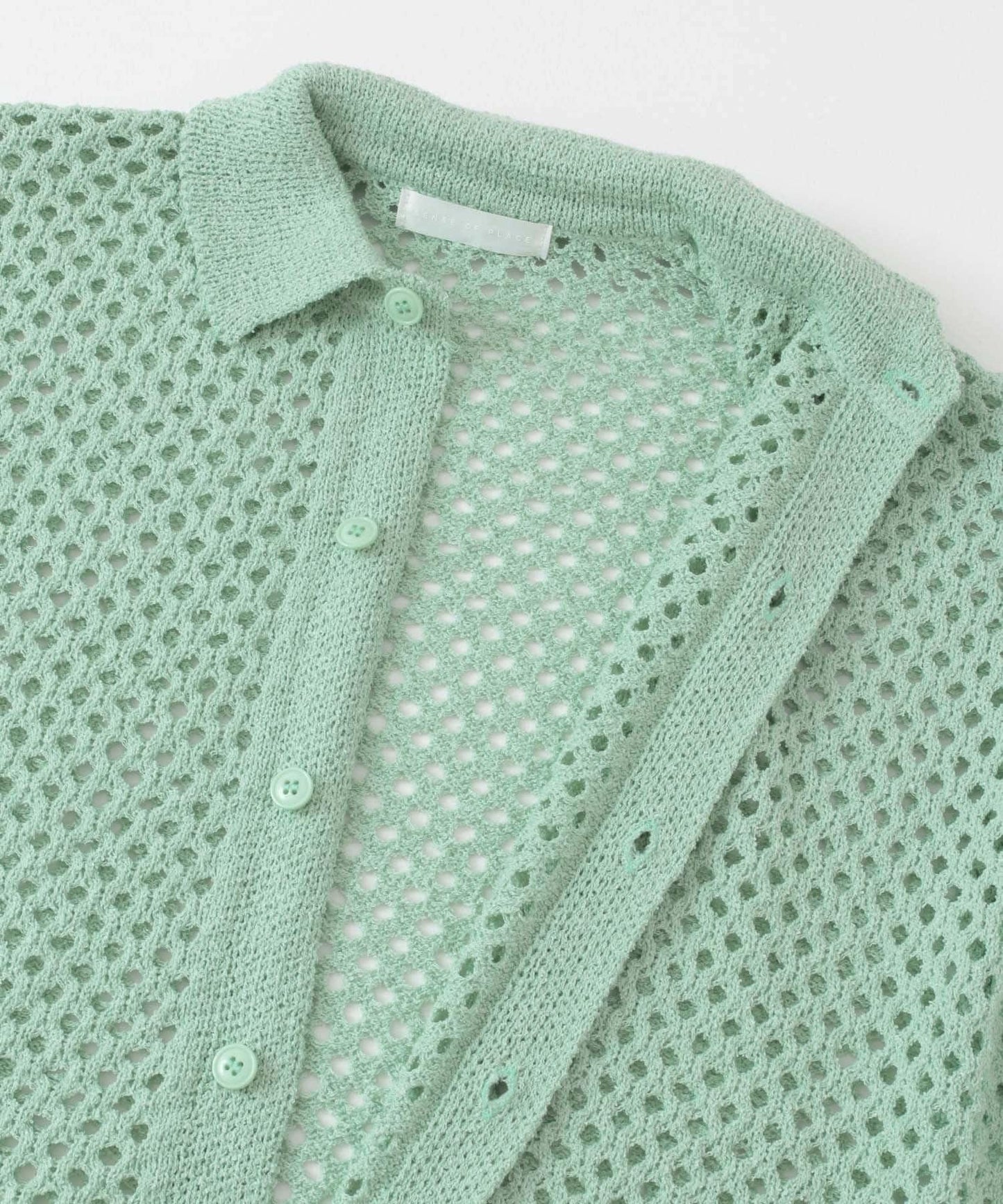 中性款網眼拼接翻領開衫