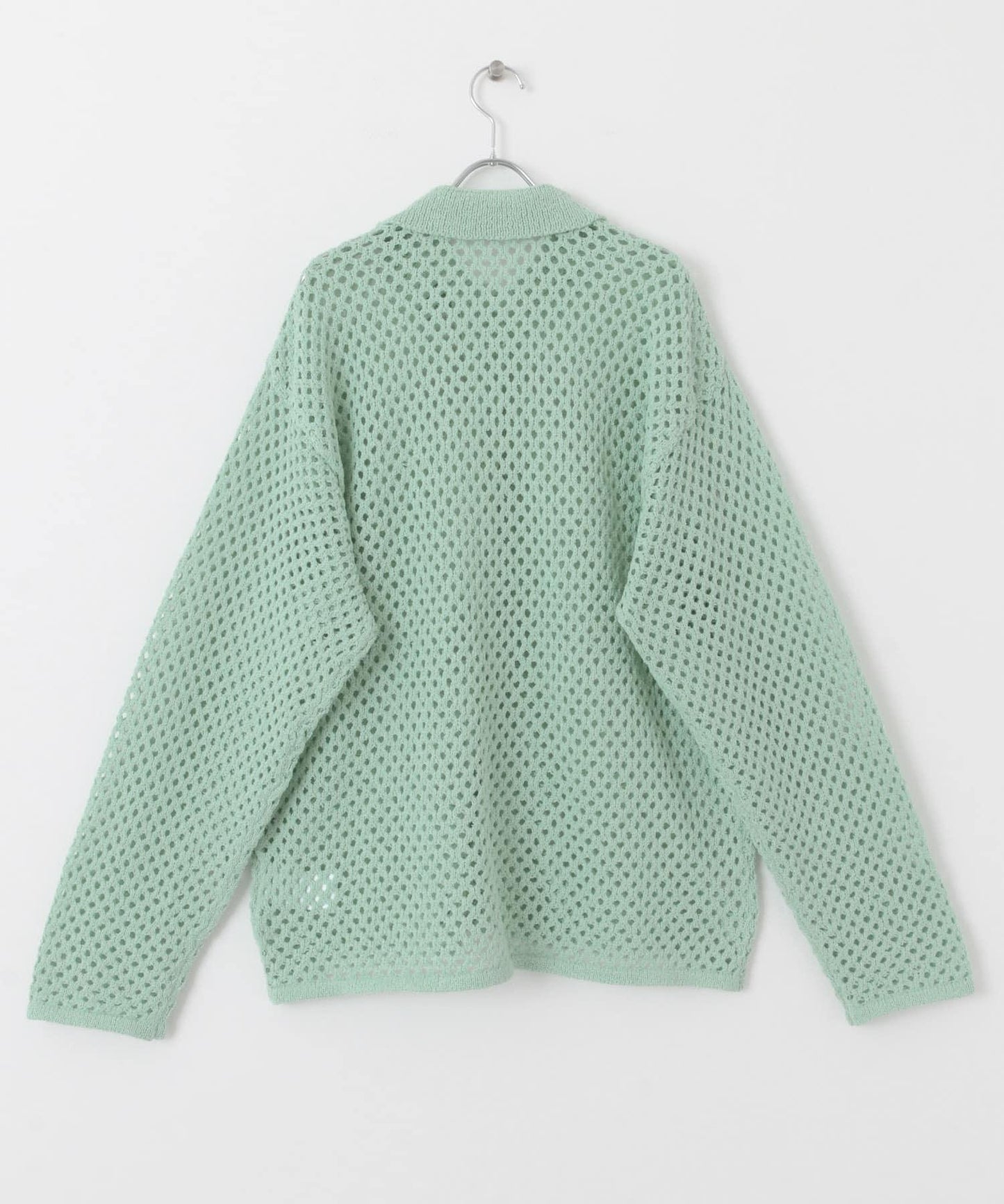 中性款網眼拼接翻領開衫