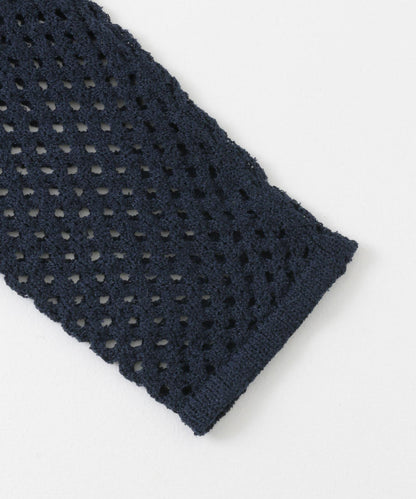 中性款網眼拼接翻領開衫