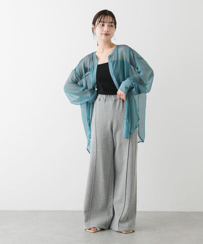 立領香檳色薄紗襯衫