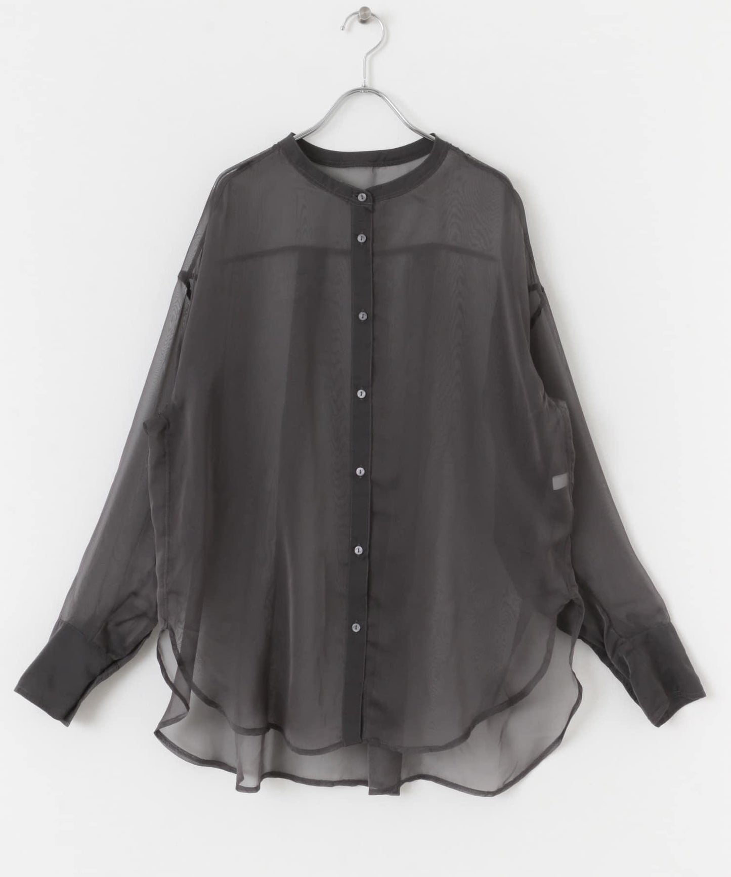 立領香檳色薄紗襯衫