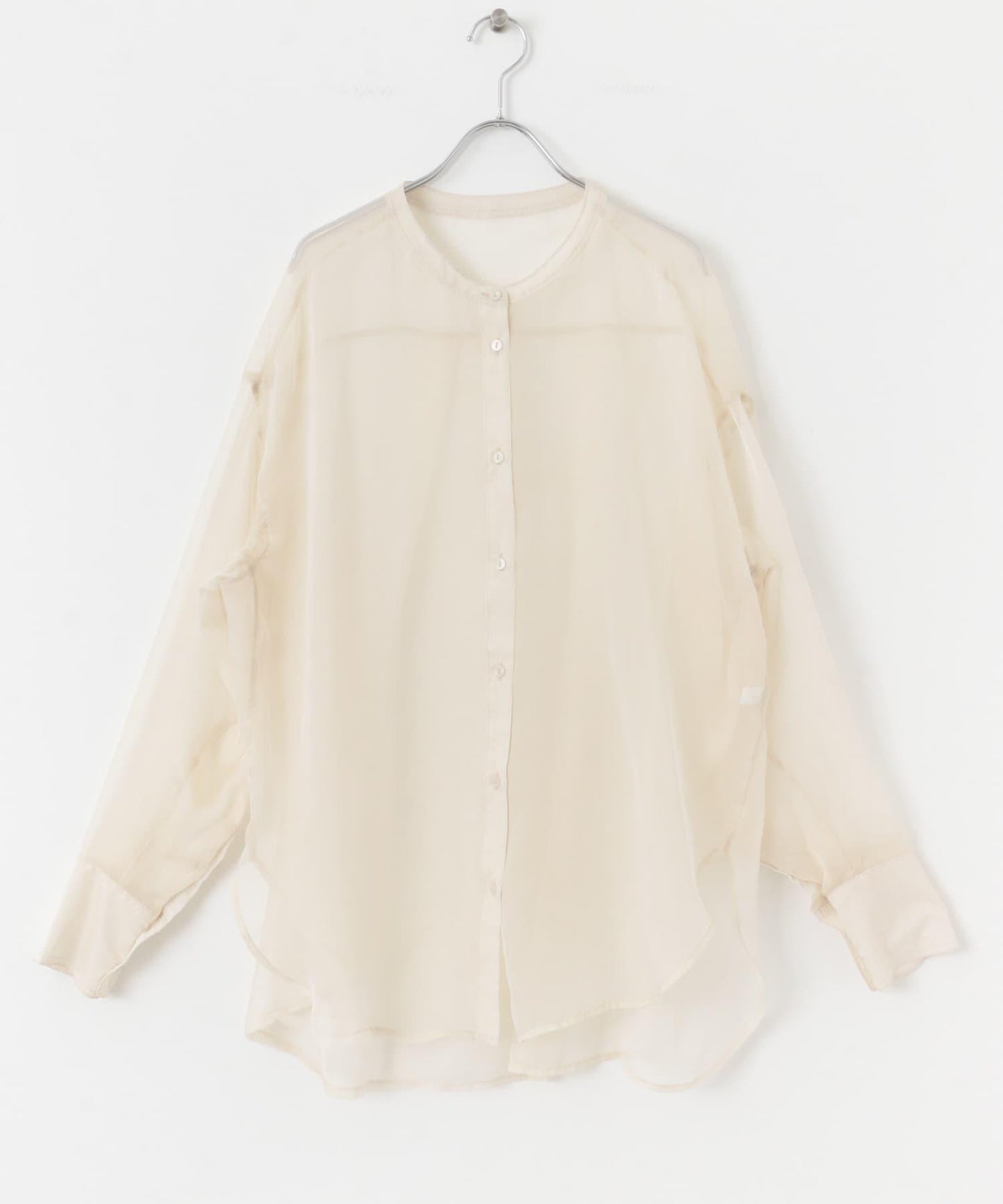 立領香檳色薄紗襯衫