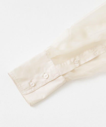 立領香檳色薄紗襯衫