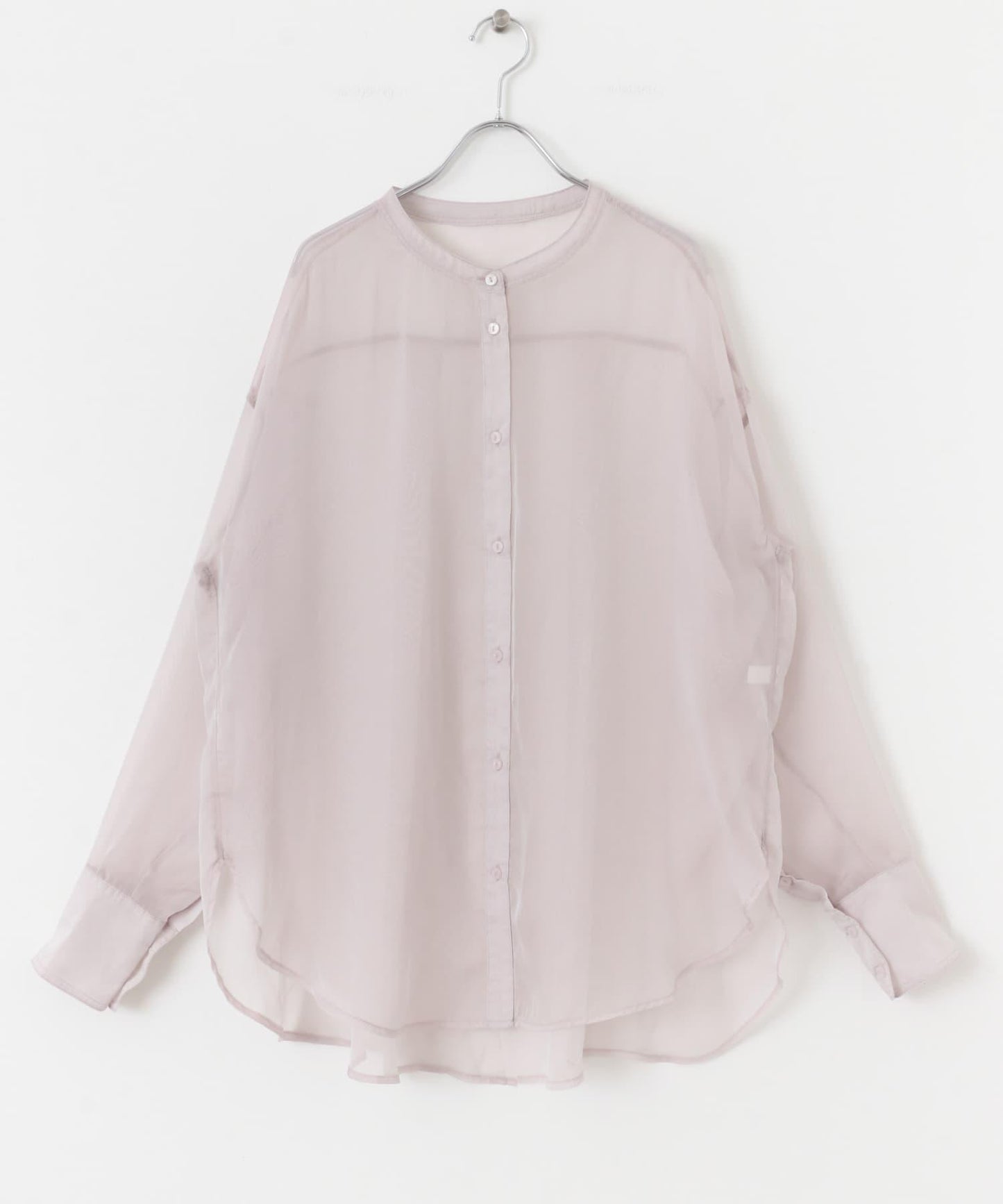 立領香檳色薄紗襯衫