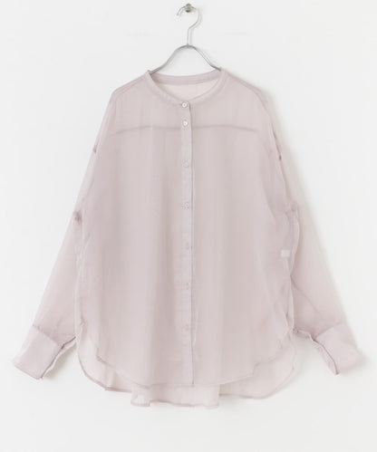 立領香檳色薄紗襯衫