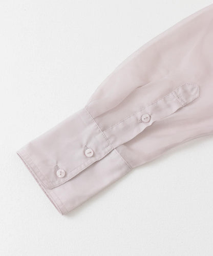 立領香檳色薄紗襯衫