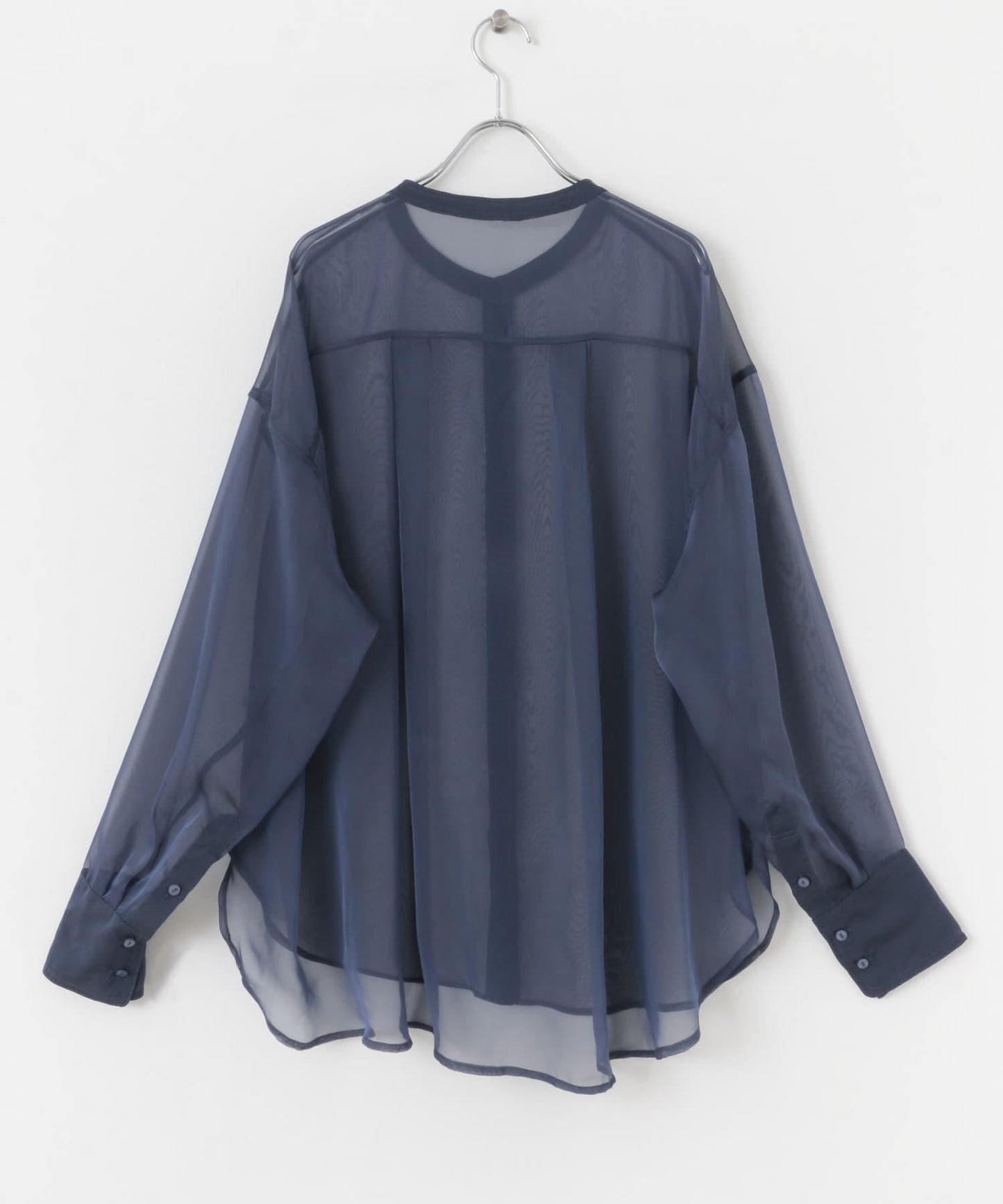 立領香檳色薄紗襯衫