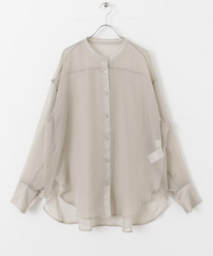 立領香檳色薄紗襯衫