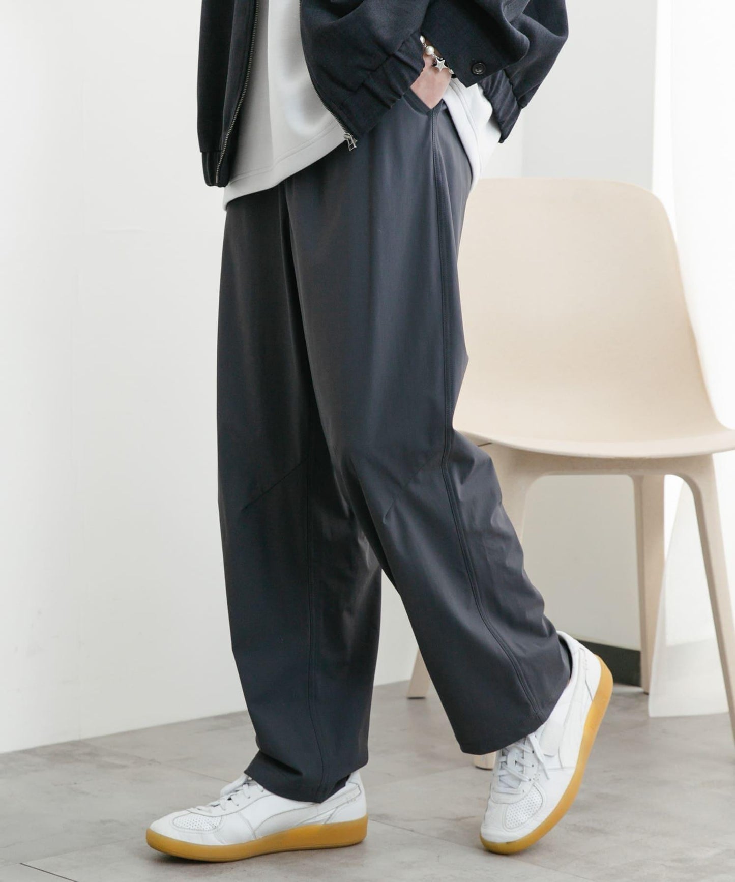 4WAY彈力編織腰帶長褲