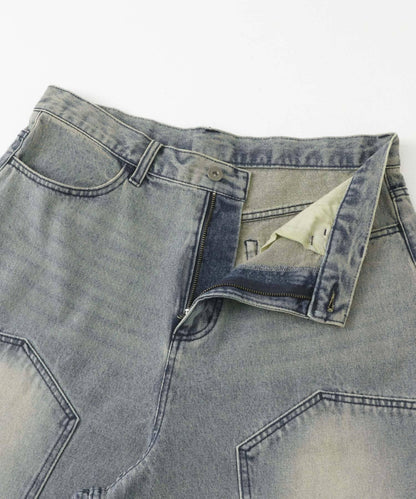 雙膝寬鬆牛仔短褲