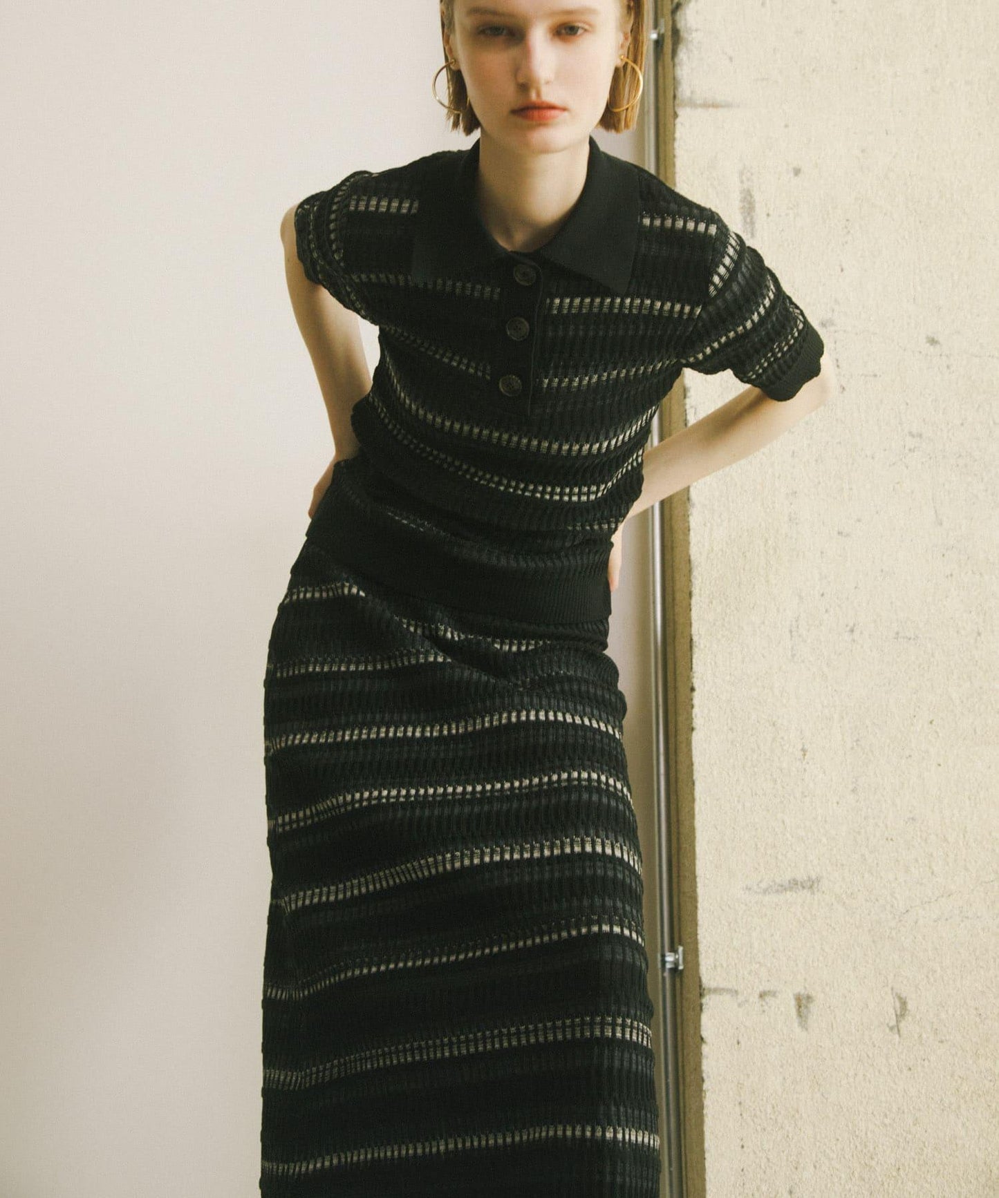 多色條紋針織半身裙