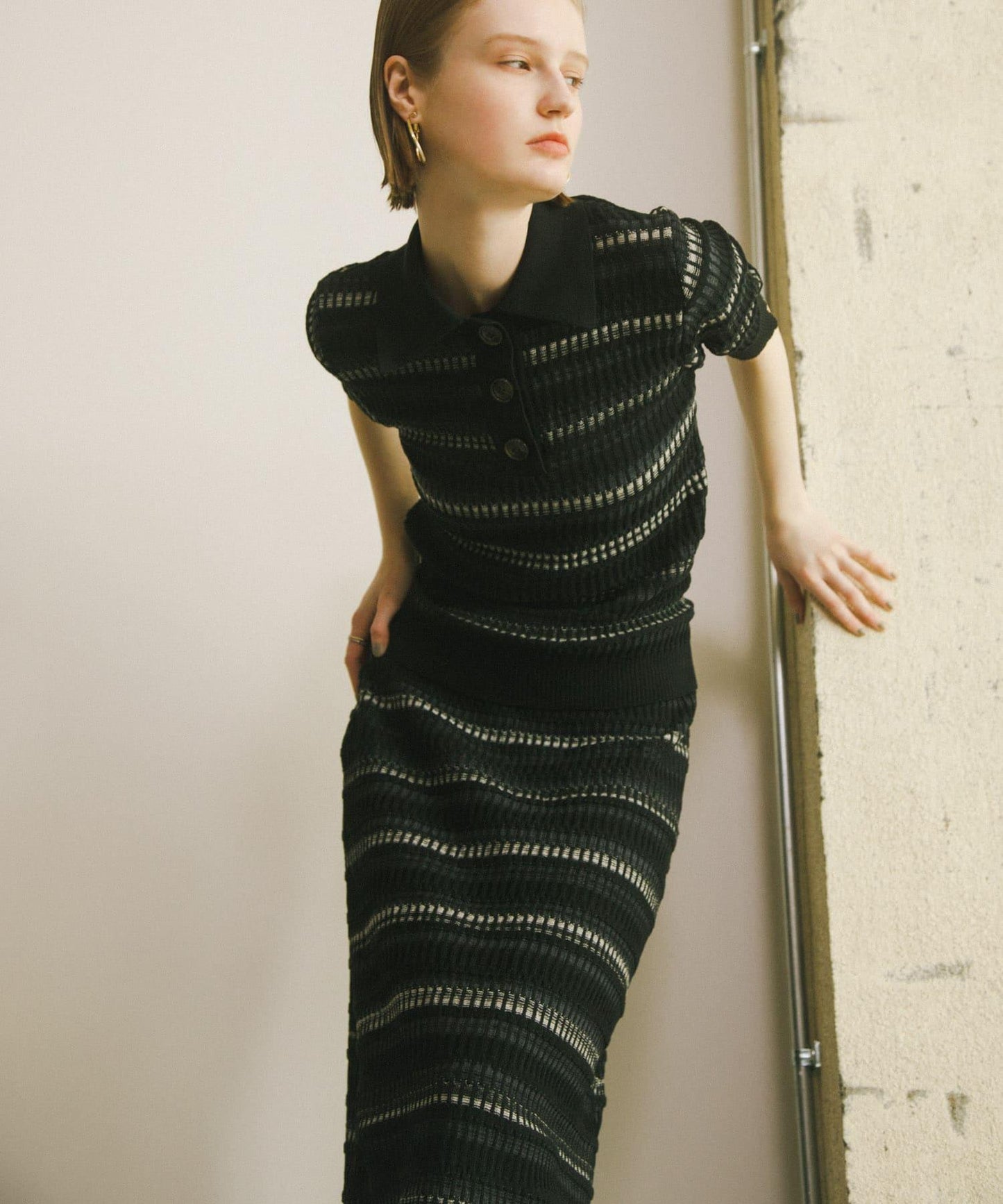 多色條紋針織半身裙