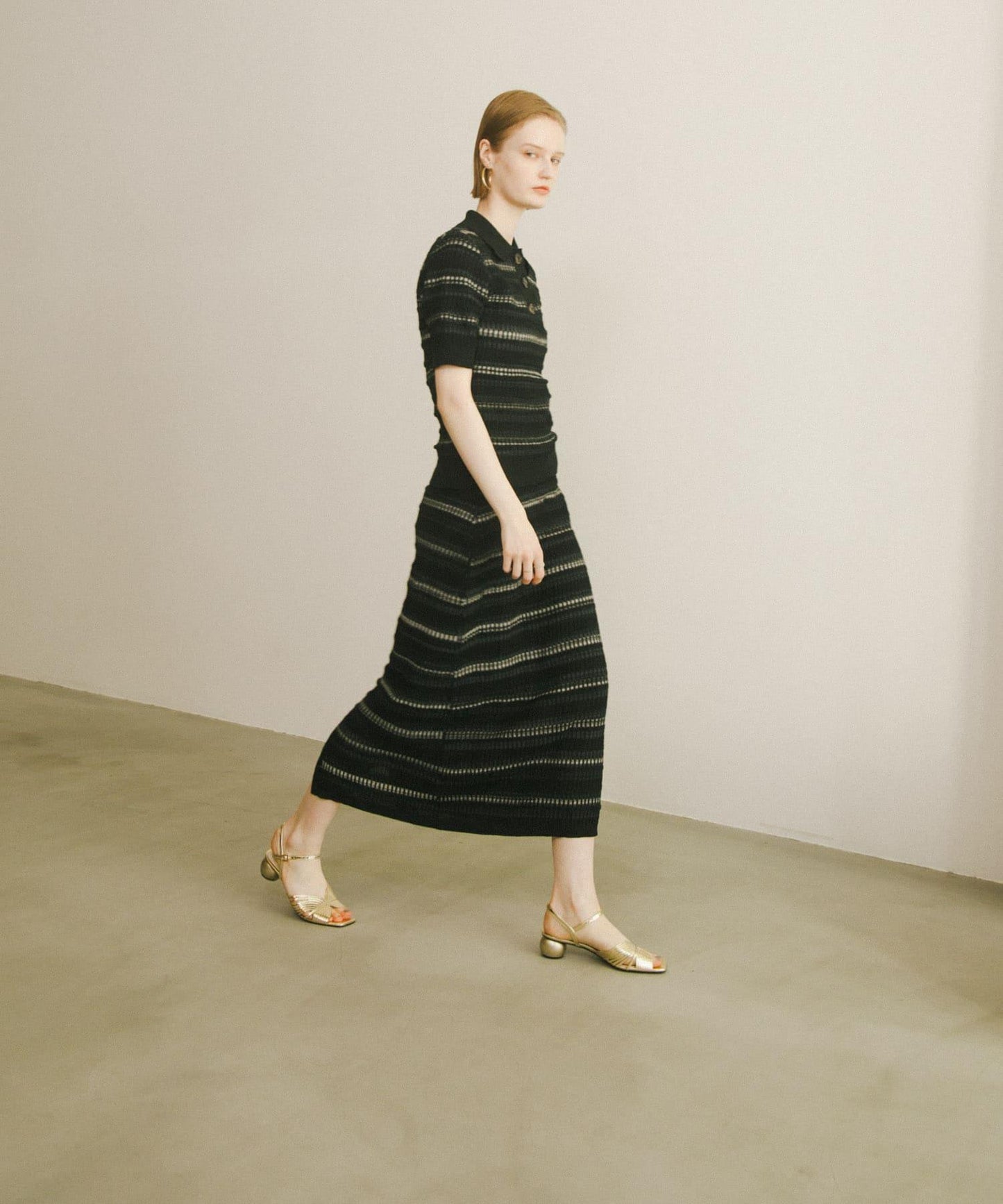 多色條紋針織半身裙