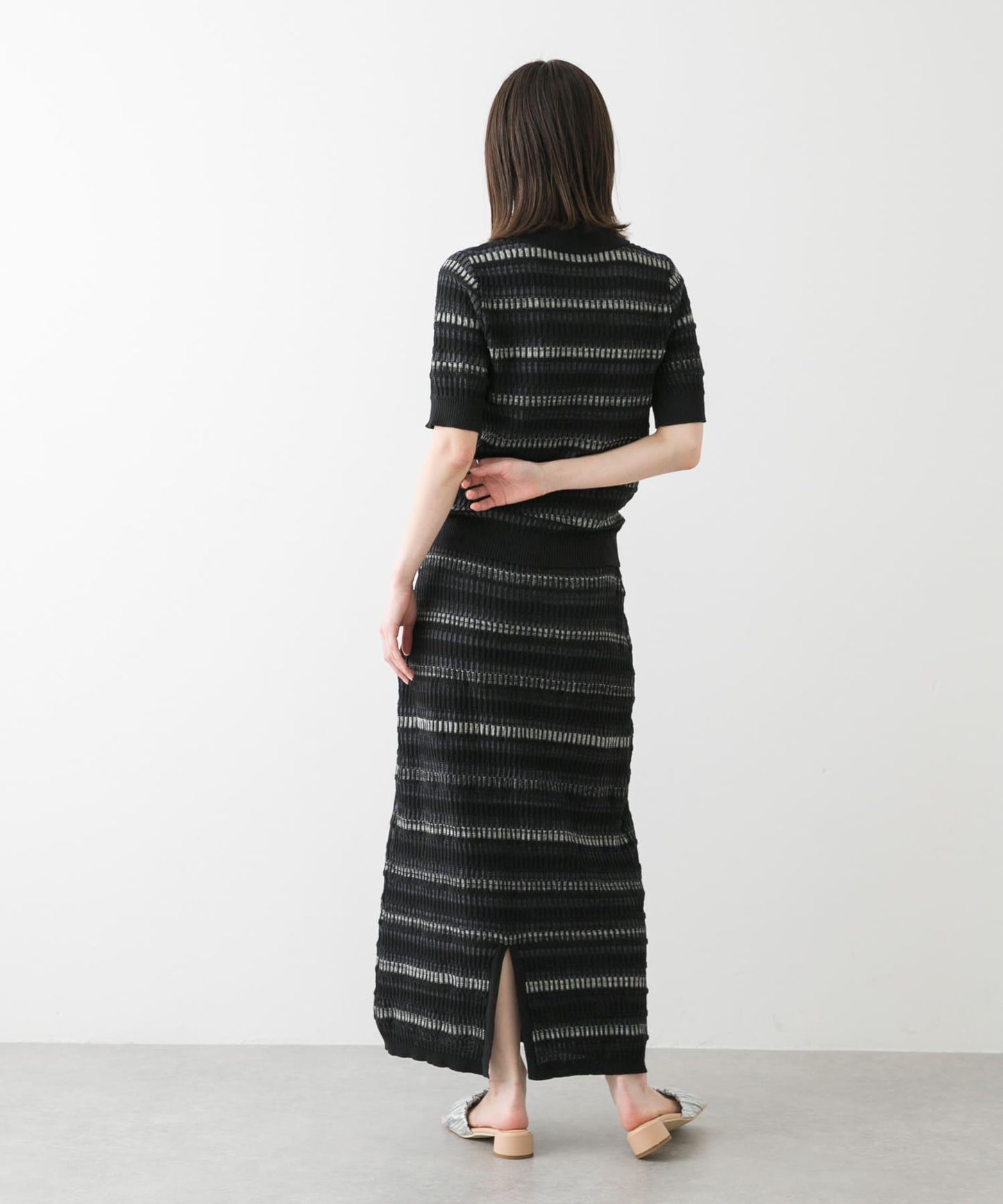 多色條紋針織半身裙