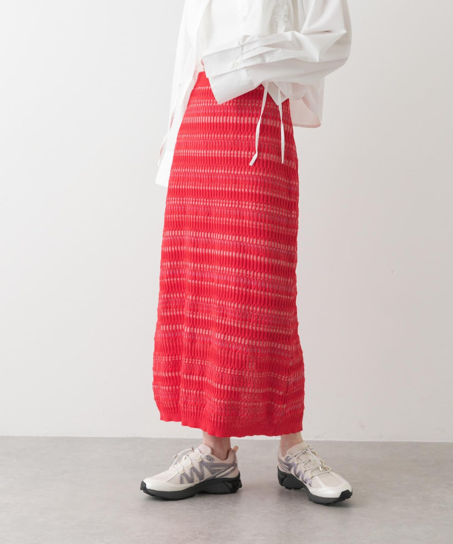 多色條紋針織半身裙