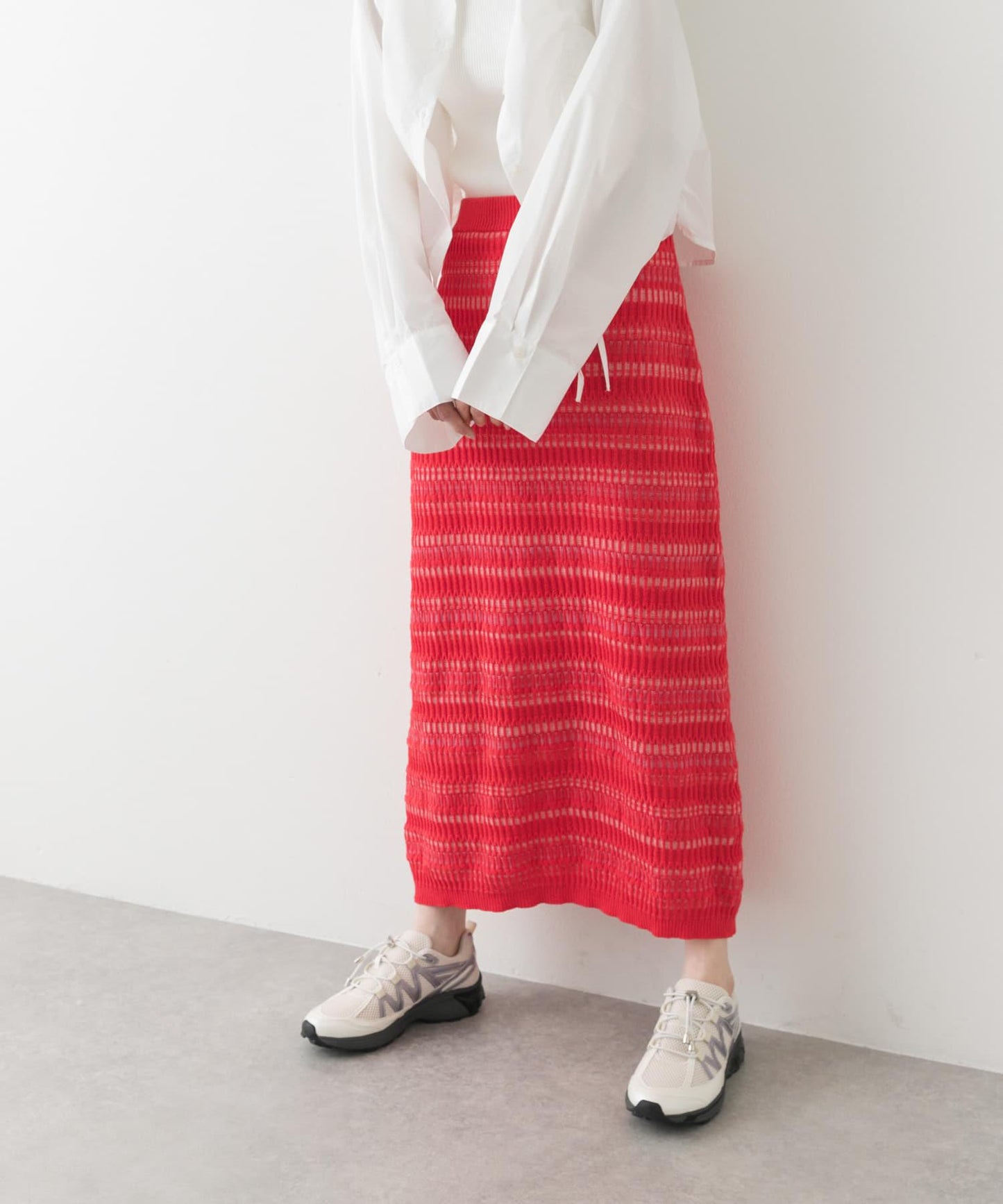 多色條紋針織半身裙