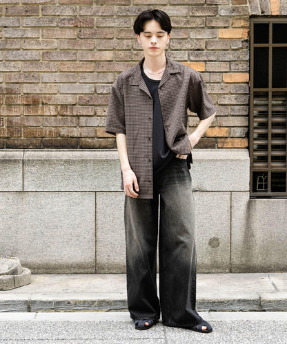 中性復古風牛仔寬腿褲