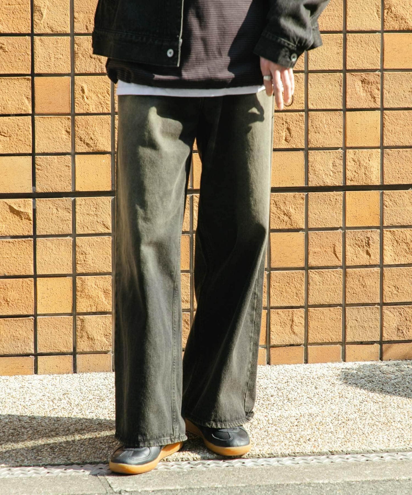 中性復古風牛仔寬腿褲